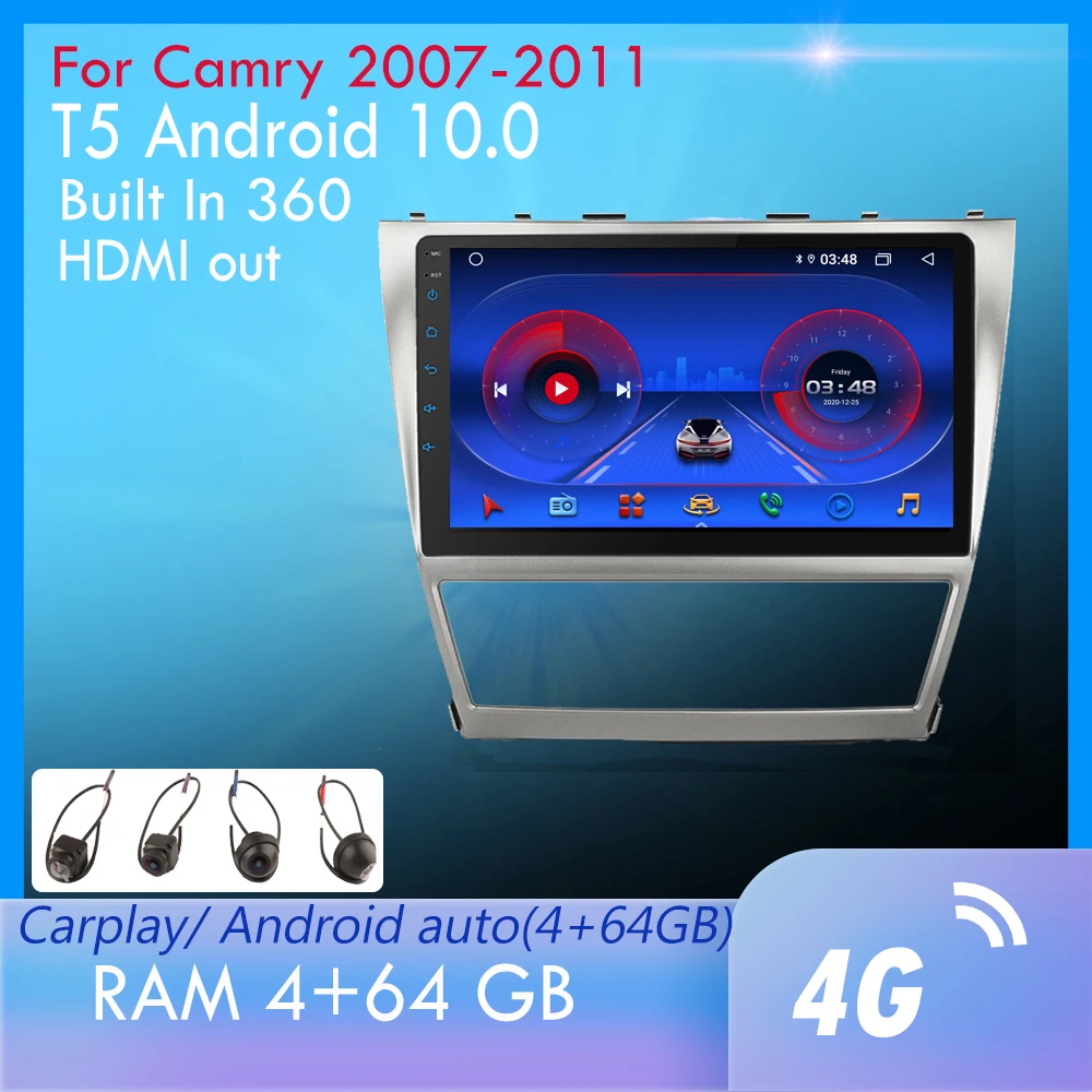 Автомобильный мультимедийный видеоплеер Android 10 0 4 Гб + 64 ГБ для Camry 2007-2011