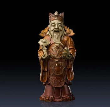 

32 CM China Art Deco Pure Brass god of wealth fortune Mammon decorate sculpture Decoration Home Furnishings Gift Statue
