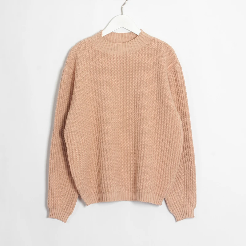 Wixra, Женский вязаный свитер, толстый, свободный, однотонный, базовый пуловер, джемперы, повседневные, тянущиеся Топы для женщин, Осень-зима - Цвет: Light Orange