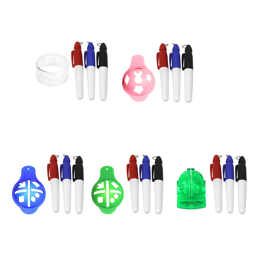 

Precision Golf Ball Alignment Line Liner Drawer Marker Lines Draw Template Golf Accessories Tool with 3 Color Pens