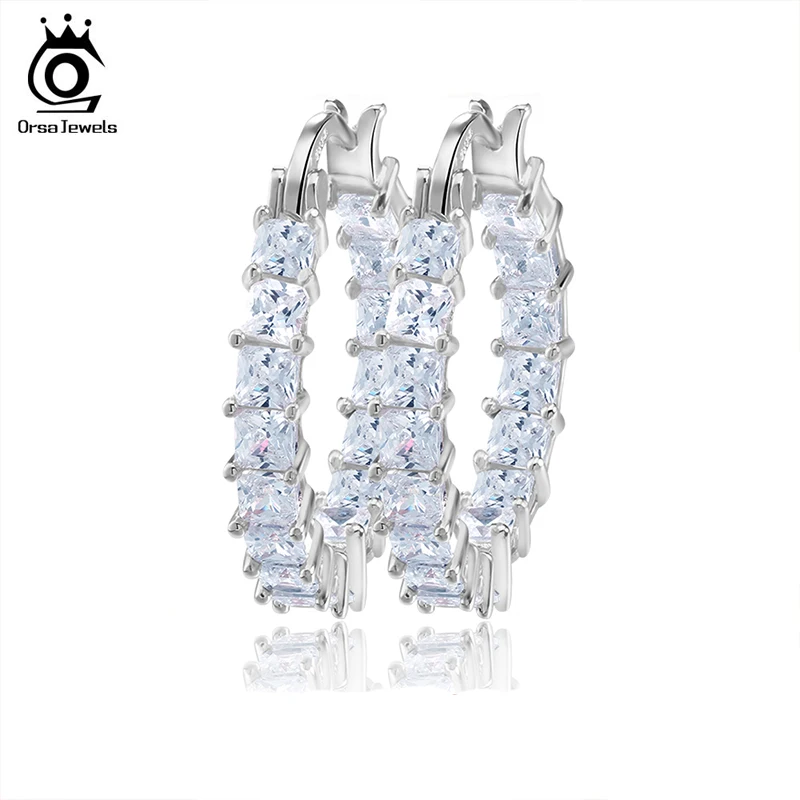 Женские круглые серьги кольца ORSA JEWELS с австрийским кубическим цирконием 0,1 карата, OE144|hoop earrings for women|fashion hoop earringshoop earrings | АлиЭкспресс