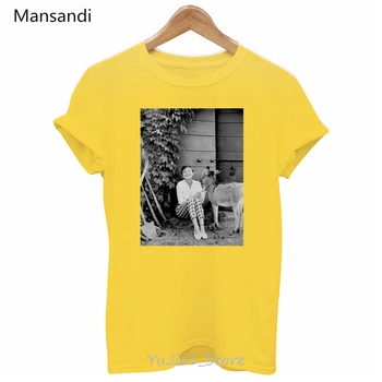 

Vogue Audrey Hepburn Alpaca print vintage t shirt women pink yellow t-shirts Tumblr clothes Hip Hop tshirt hipster streetwear