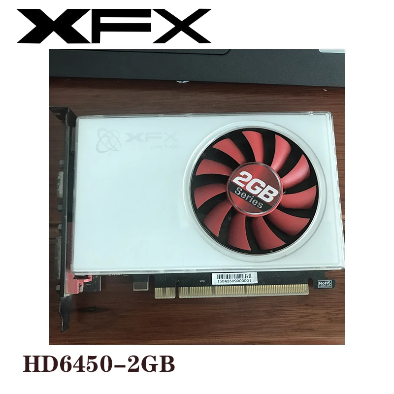 Б/у видеокарта XFX HD6450 2 Гб GDDR3 AMD графическая карта GPU Radeon HD 6450 офисный компьютер для