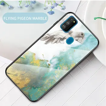 

30pcs/lot For Samsung Galaxy M30S Soft Side Marble Grain Hard Tempered Glass Protective Back Case For Samsung Galaxy A70S