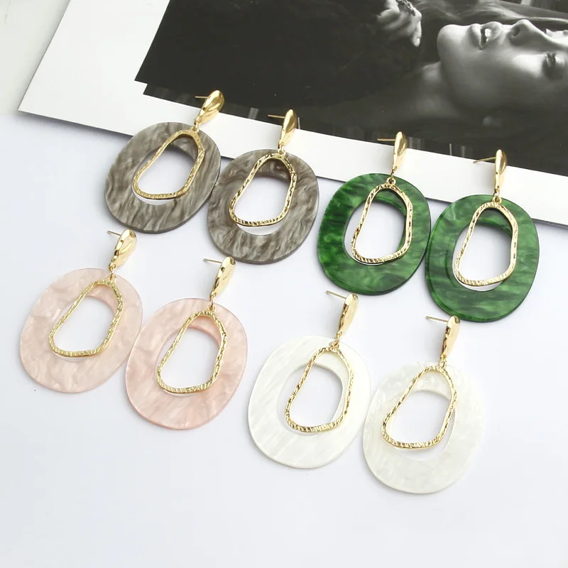 

Bohemia irregular drop earrings with acrylic for women zinc alloy green earrings green korean fashion jewelry wholesale