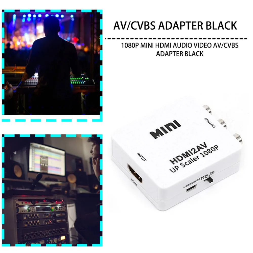 1080P мини HDMI к VGA к RCA AV композитный адаптер конвертер с 3,5 мм аудио кабель VGA2AV/CVBS+ аудио к ПК HDTV конвертер