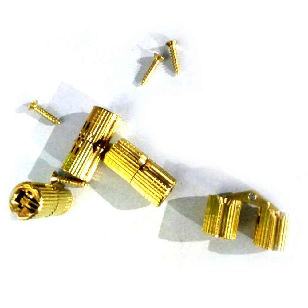

4PCS Copper Barrel Hinges Cylindrical Hidden Cabinet Concealed Invisible Brass Hinges Mount For Furniture Hardware 8mm