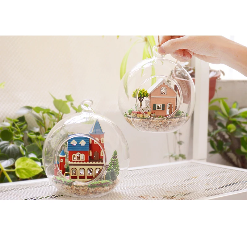 Diy Кукольный дом мини стеклянный шар серии модели строительные наборы деревянный миниатюрный кукольный домик игрушка для креативного подарка