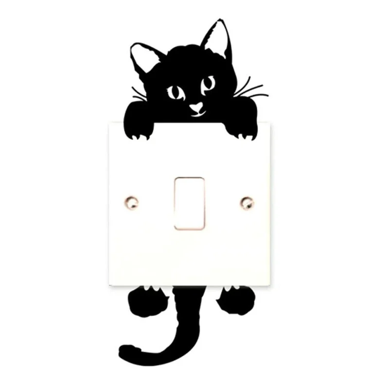 

PVC Wallpaper Cute New Cat Wall Stickers Light Switch Decor Decals Art Mural Baby Nursery Room Sticker for Living Room Hot Sale