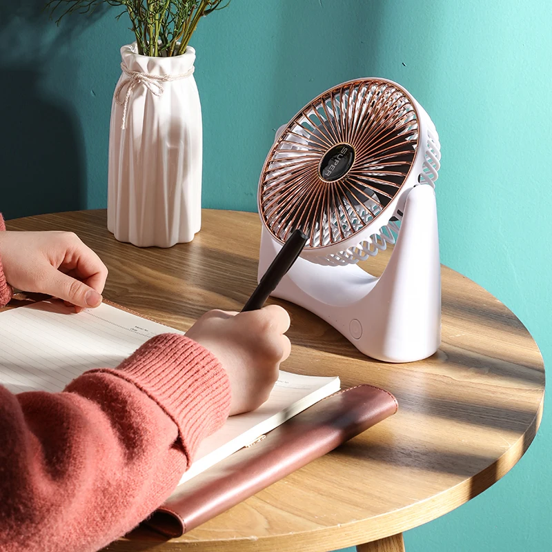 

1PC Mini Portable USB Electric Fan 360 Degree Rotating Desktop Clip-on Fan USB Chargeable 3 Speed Adjustable Fan For Office Home