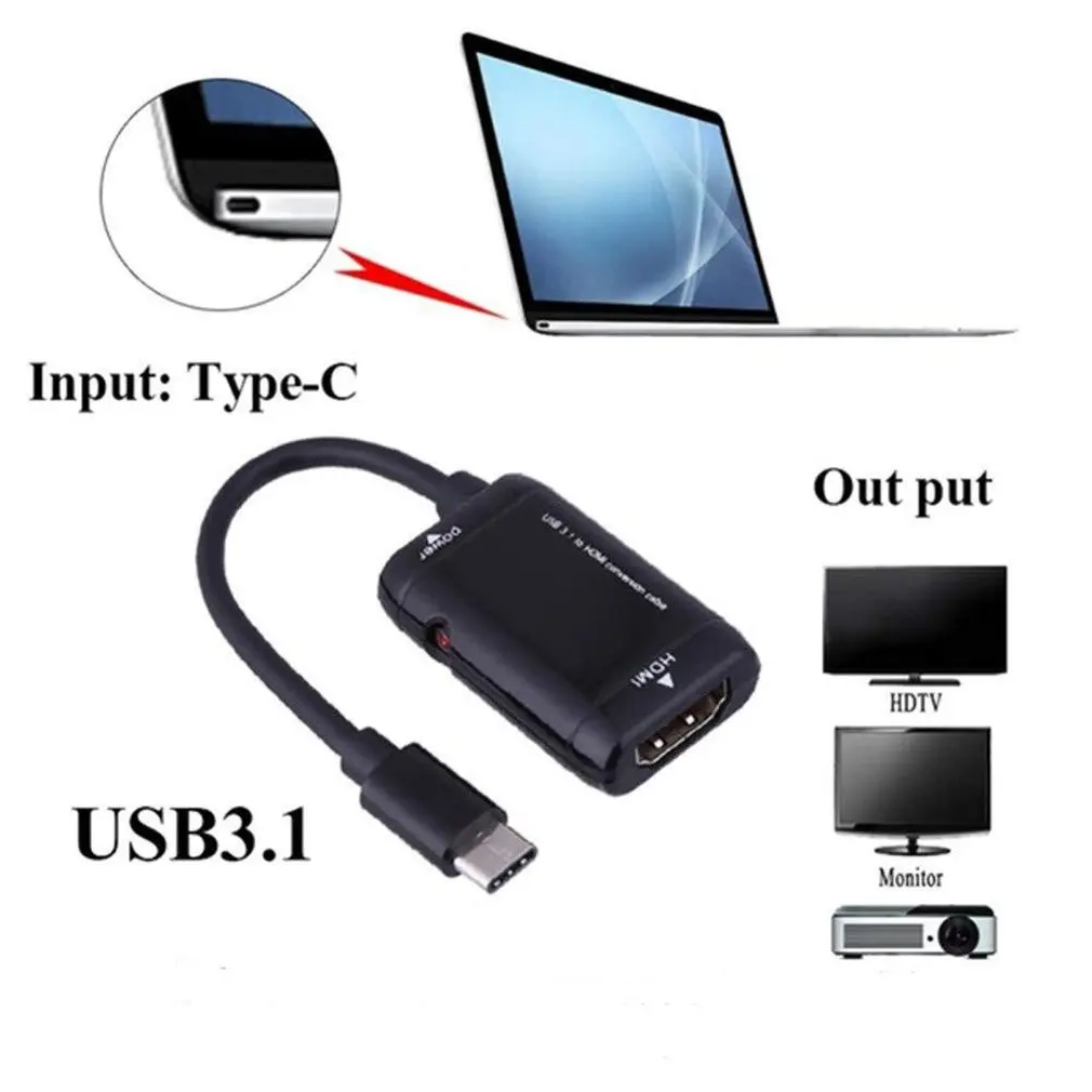 USB-C type C к HDMI адаптер USB 3,1 кабель для MHL Android телефон планшет Черный видео удлинитель