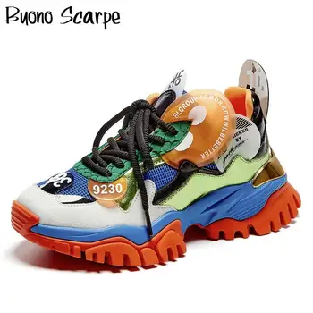 

Genuine Leather Women's Sneakers Wedges Snake Pattern Platform Dad Sneakers Stylish Lace Up Casual Graffiti Thick Bottom Shoes