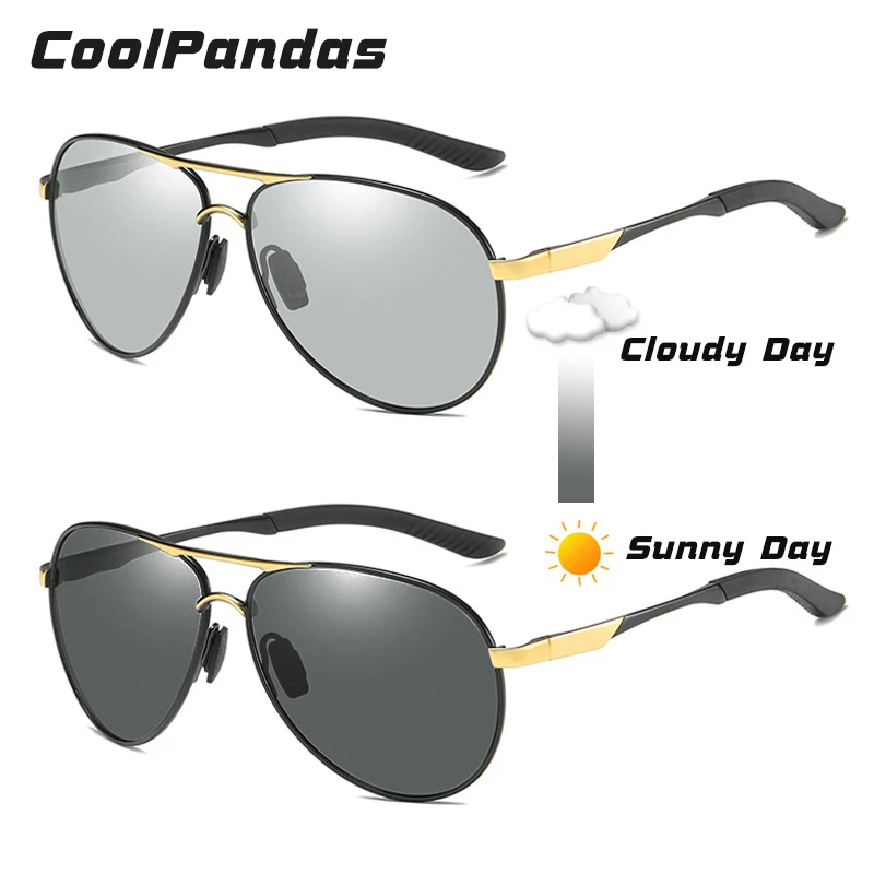 CoolPandas, Брендовые мужские солнцезащитные очки пилота, поляризационные, для вождения, HD, фотохромные, солнцезащитные очки для женщин, авиация, обесцвечивание, zonnebril heren