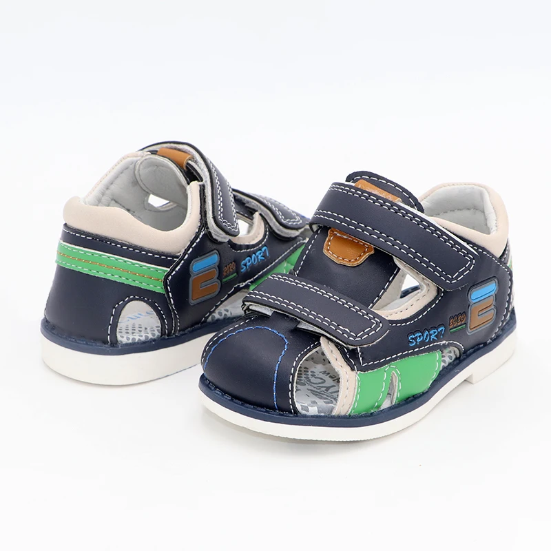 Kids Sandals Cute Eagle Summer Boys Orthopedic Pu Leather Closed Toe Baby Flat Shoes Size 22-27