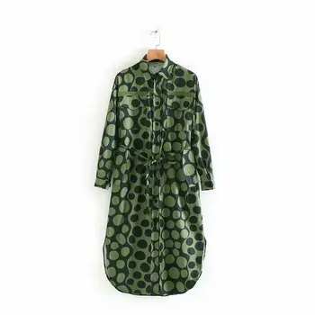 

2020 Spring Summer New Polka Dot green zaraing women Dress vadiming sheining female vintage plus size sexy dress XDN9188