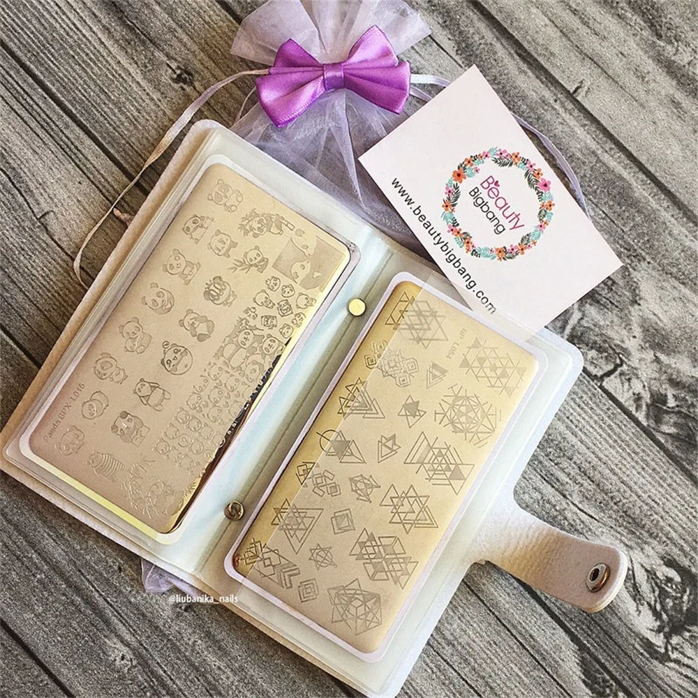 

Slots BEAUTYBIGBANG 18 Nail Plate Holder 6*12cm Colorful Rectangular Nail Art Plate Organizer Laser Stamp Plate Holder Case Bag