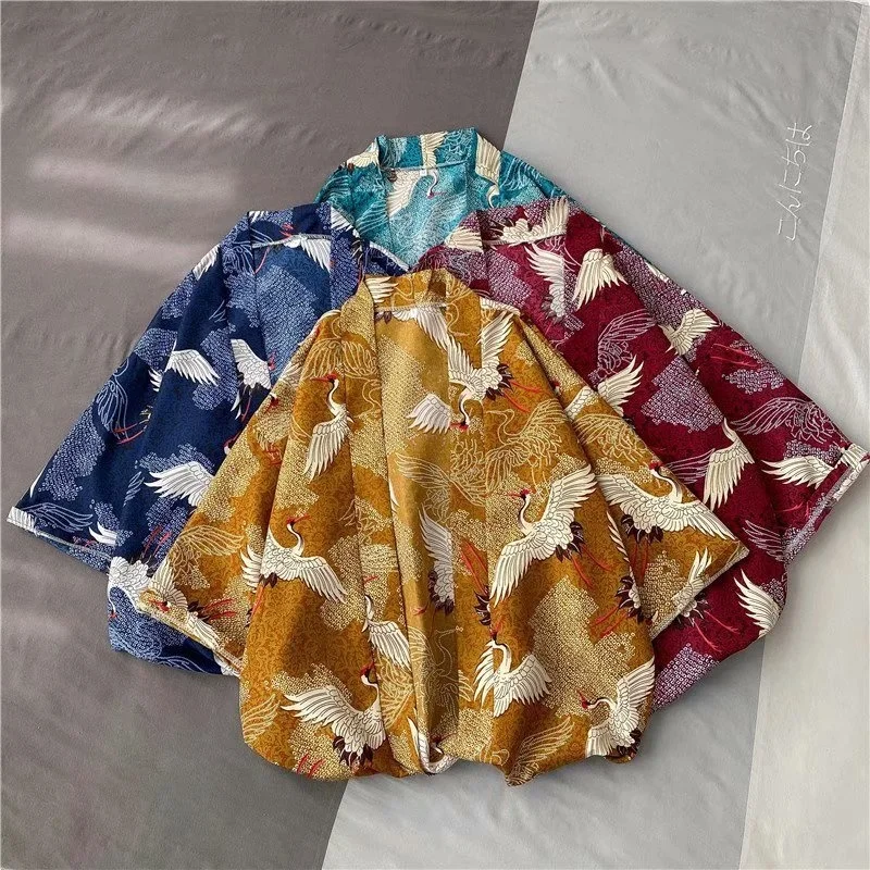 V-hanver Kimono Man Japanse Kleding Yukata Mannelijke Samurai Kostuum Haori Obi Strand Mannen Kimono Vest Japanse Streetwear Jas