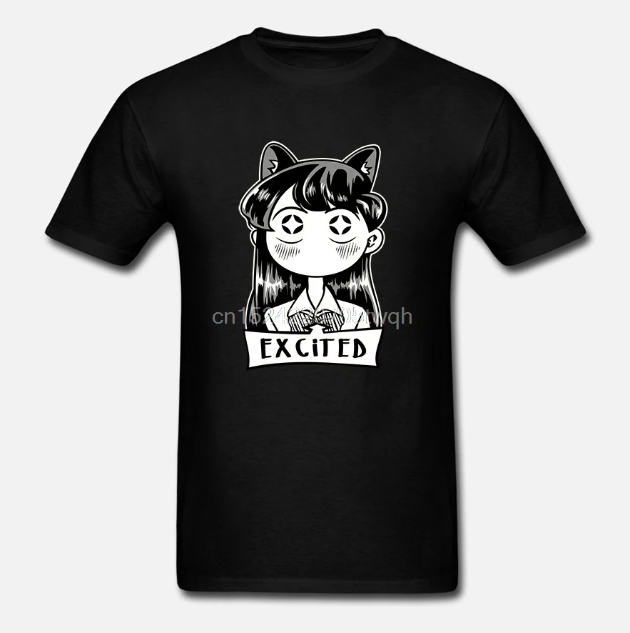 brand men shirt Anime Manga Excited Komi San Cat Meme T | Мужская одежда