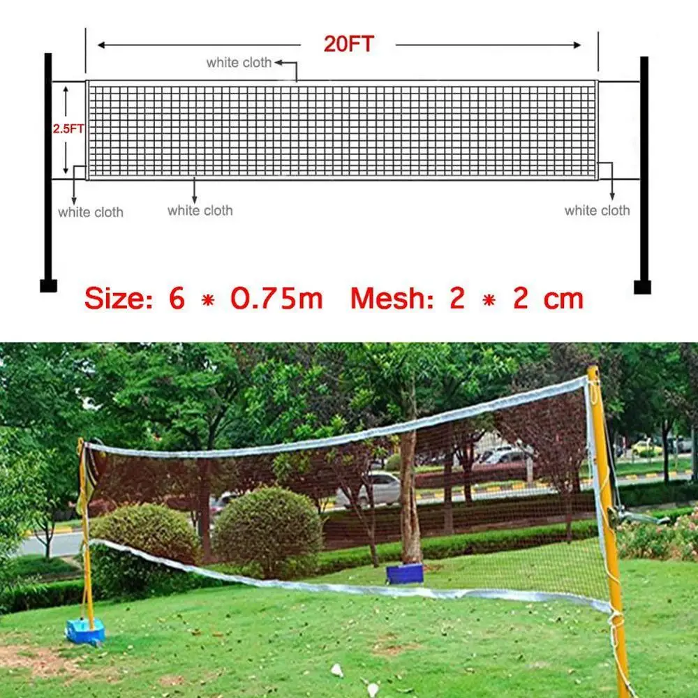 Details about   6.1x0.75m Standard Badminton Net Portable Quickstart Volleyball Tennis Net 