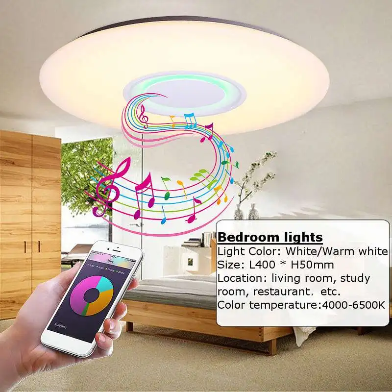 

Mordern LED Ceiling Light Dimmable RGB 85-265V APP Remote Control bluetooth Music Speaker bedroom living room Smart ceiling Lamp