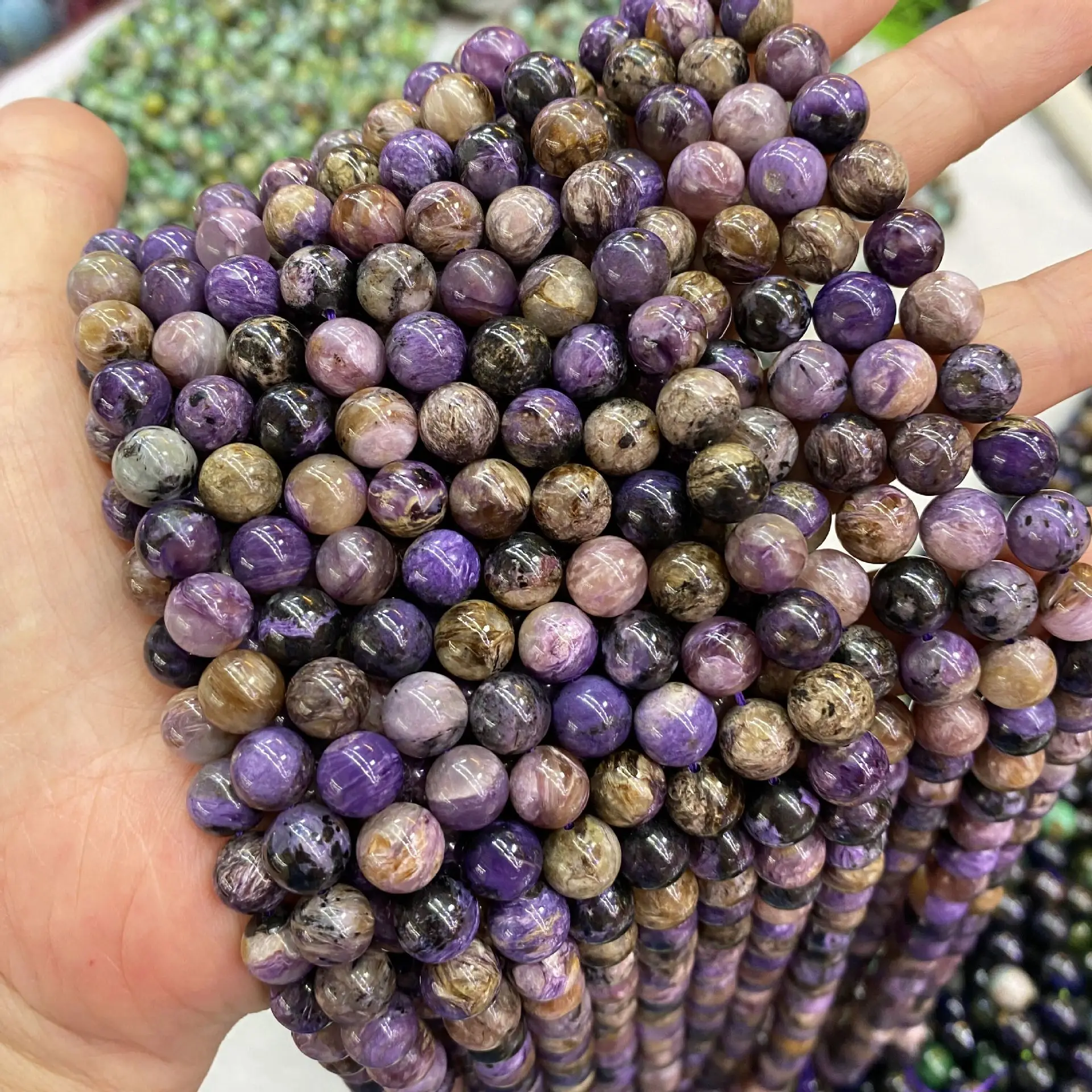 Natural Genuine Purple Charoite Round Loose Beads 8-10mm DIY Jewelry Necklaces or Bracelets 15