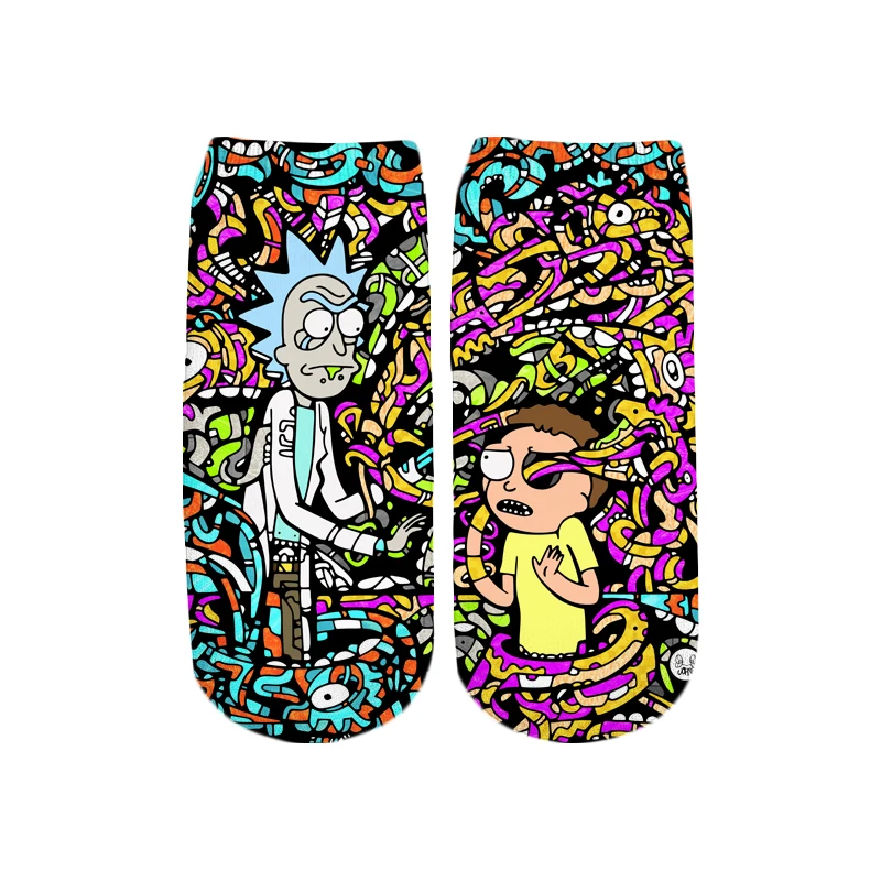 PLstar Cosmos/Новинка года; милые короткие носки с 3D принтом с героями мультфильмов Rick and Morty для мужчин и женщин; корейские носки в стиле Харадзюку; WZ = 145 - Цвет: color as the picture