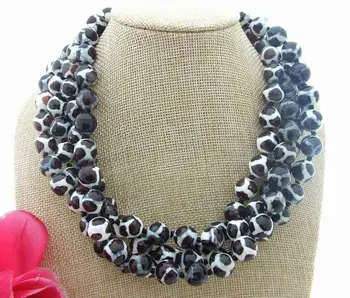 

18" Gems Stone Necklace 4 Rows Mixed color totem 12mm Faceted Brown Necklace