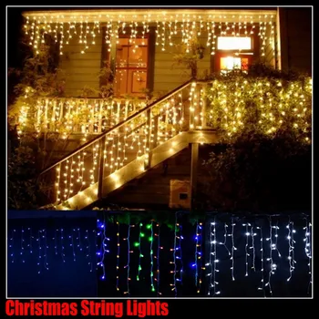 5M Kerst String Lights AC220V 110V Gordijn Ijspegel String Light Garland Droop 0.4-0.6M Tuin Straat outdoor Decoratieve Fairy