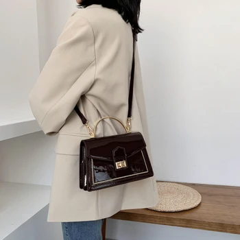 

New high quality women's patent leather messenger bag PU leather one shoulder messenger bag lady travel handbag and wallet