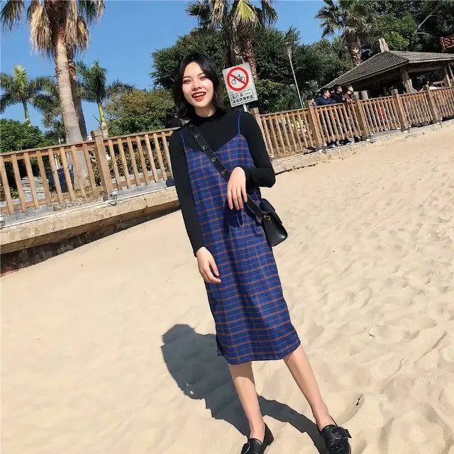 

Europe And America 2019 Spring New Style Slim Fit Slimming Back Lace-up Slit Hemline at Hem Versatile Strapped Dress Short Skirt