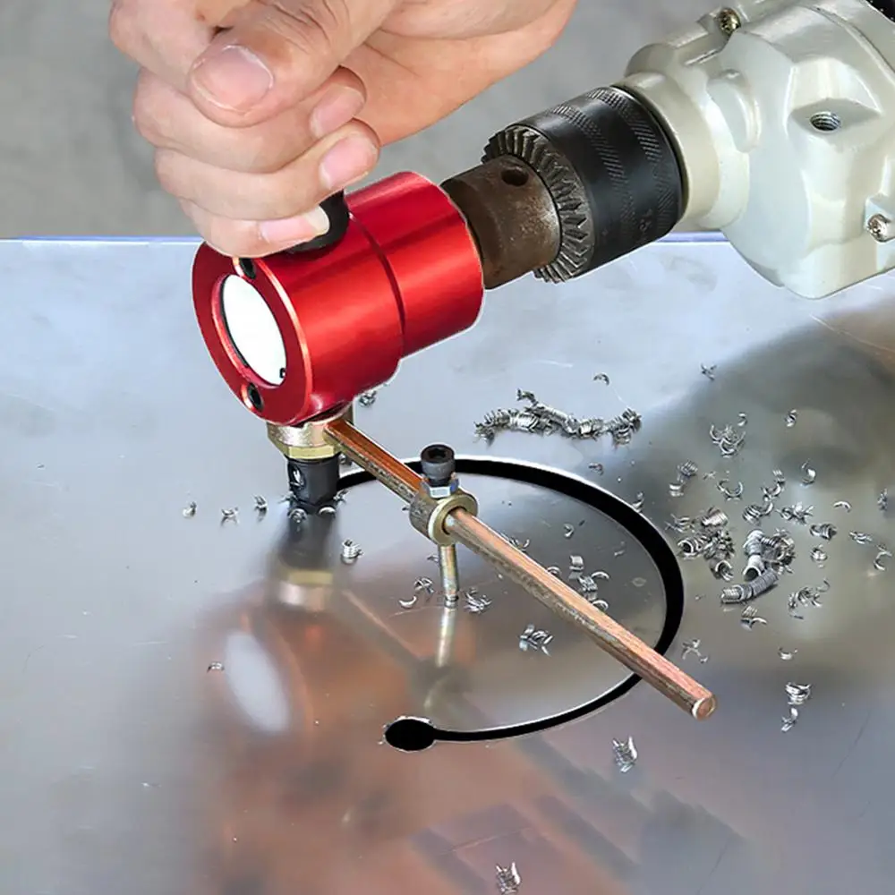 Metal Cutting Nibbler Electric Scissors Sheet Nibbler Cutter Drill Attachment 360 Degree Positioning High-precision for Drilling