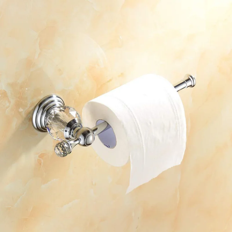 Toilet Paper Holder Bathroom Hardware Set Bathroom Hardware Accessories Brass Shower Shelf Toilet Paper Holder Silver Crystal Wall Mounted Towel Bar Toilet Brush Holder Bathroom Accessories set