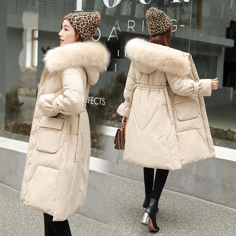 

Cotton-padded Clothes Women's 2019 Winter New Style Hooded Large Fur Collar Mid-length Thick Warm Cotton-padded Jacket Fashion d
