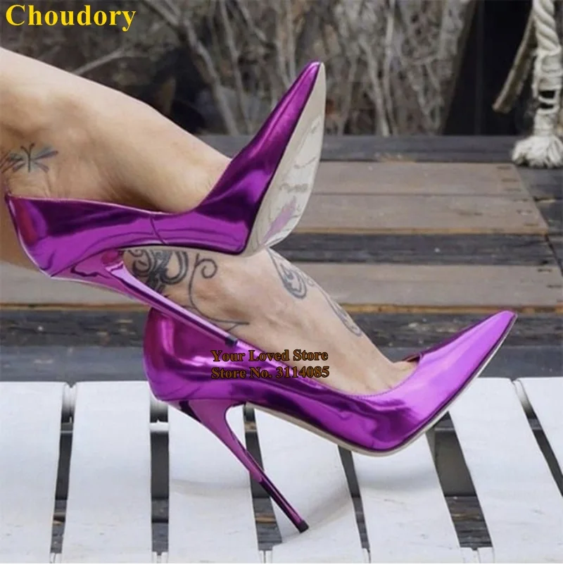 荧光紫电镀尖头单鞋 (2)-