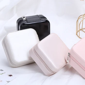 

Portable Jewelry Storage Case Simple Jewelry Organizer Pure Color Earrings Ear Stud Storage Box for Travel Home Use (White) A30