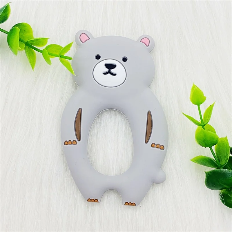 1개 BPA 프리 실리콘 곰 모양 치발기  이갈이 장난감 씹을 수 있는 동물 모양  제품 간호 선물 액세서리