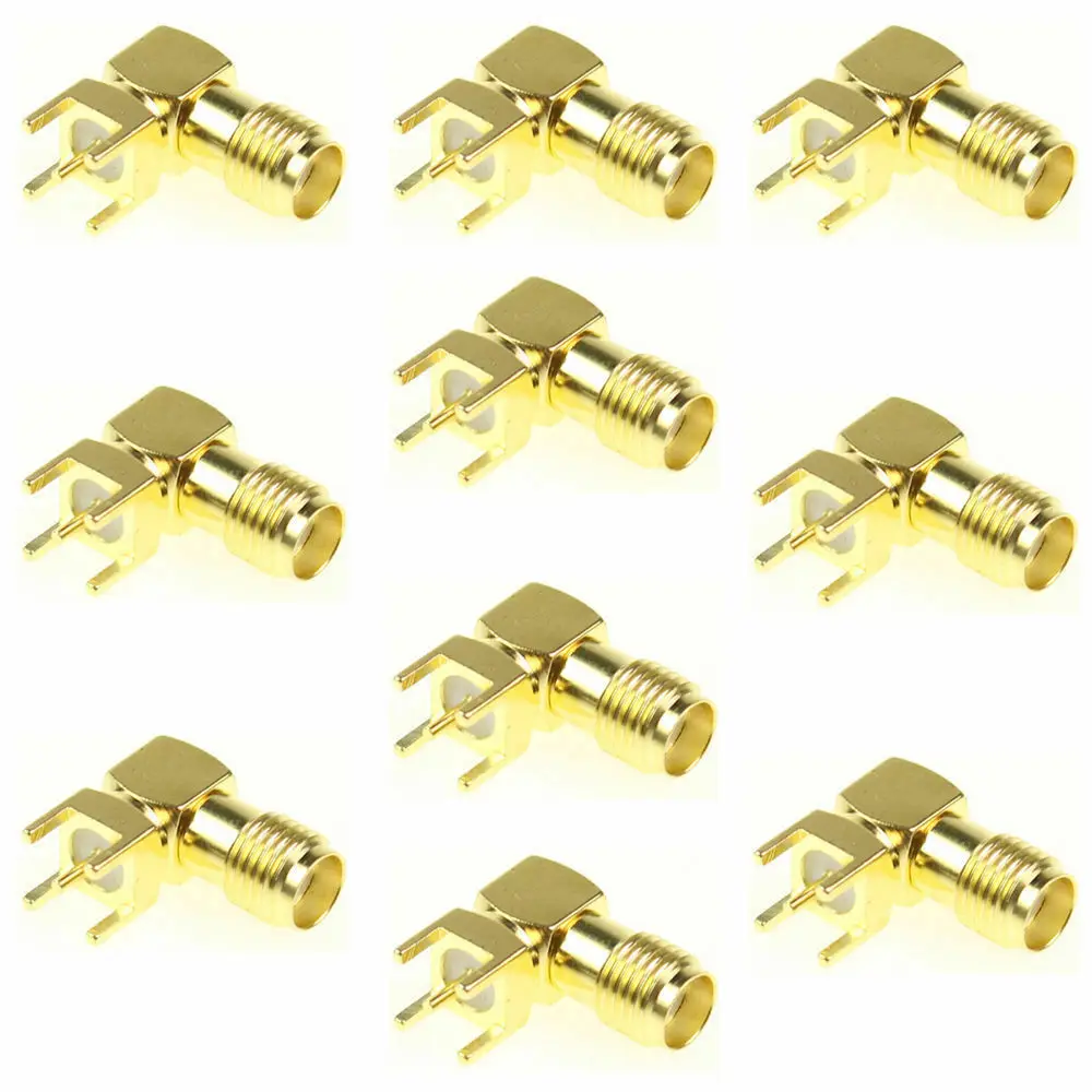 

SMA RF Connector Female Jack Right Angle PCB PC Board Mount Coaxial Adapter Lot