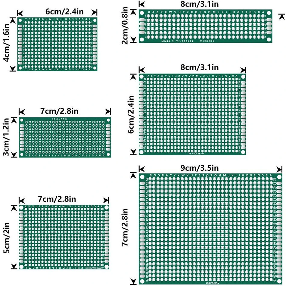 Lot De 10 Plaquettes PCB Prototype à Bandes (stripboard) – 5 Cm X 7 Cm – Pour Circuits électroniques DIY
