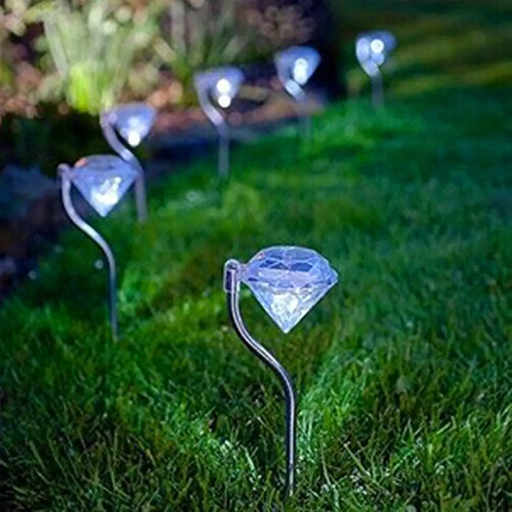 

4pcs Outdoor LED Lamps Solar Light LED Garden Lights Colorful Path Stake Decoration Diamonds Lawn Lamp Pathway Solar Lights