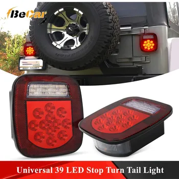 

2 Pcs Red White 39 LED Stop Turn Tail Stud Lights Replacement for Jeep CJ YJ JK Truck Trailer Boat RV Hardwired Tail Reverse Led
