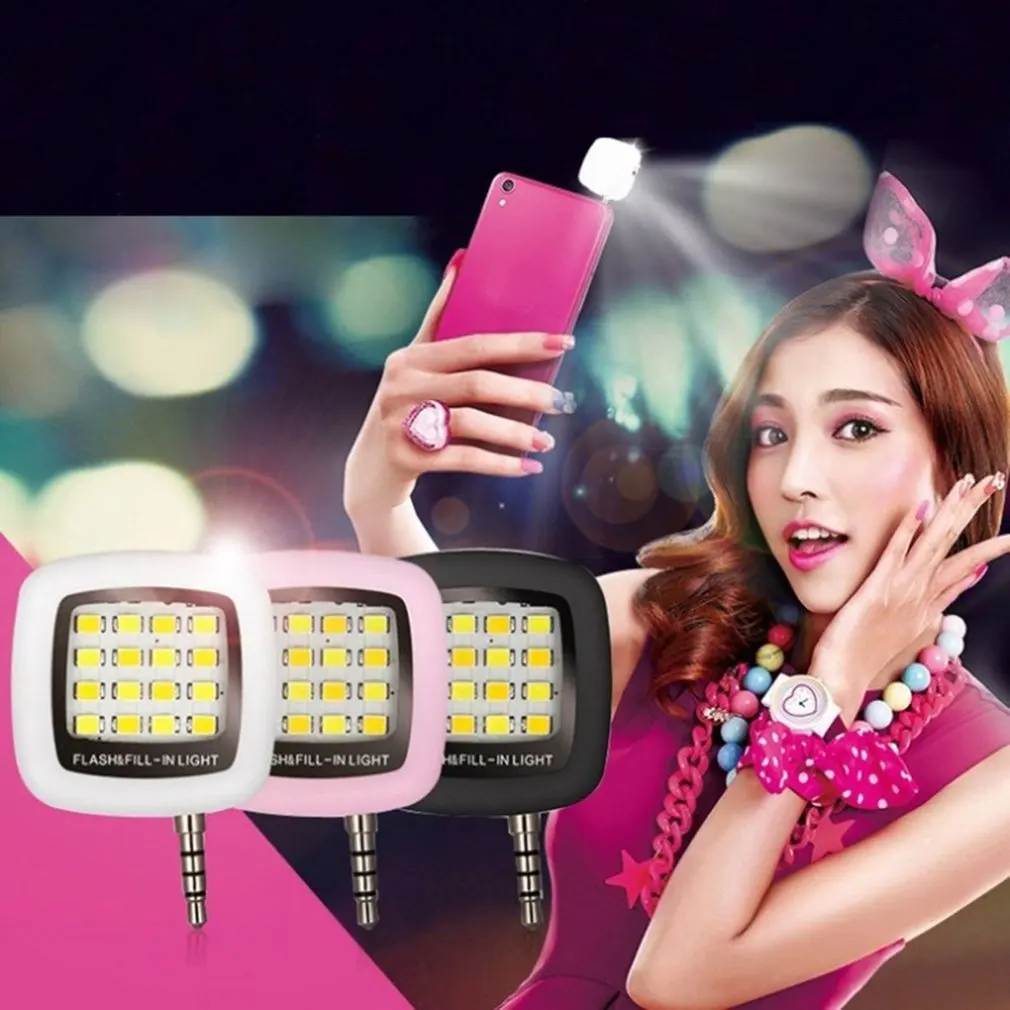 

16pcs LED Mini Flash Fill Light For Mobile Phone Selfie Brightness Photography Lamp 3.5mm Bright LED Video Light Lamp
