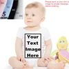 Custom Made YOUR TEXT HERE Baby Romper Newborn Baby Boy Girl 100% Cotton Short Sleeve Infant Baby Clothes 1