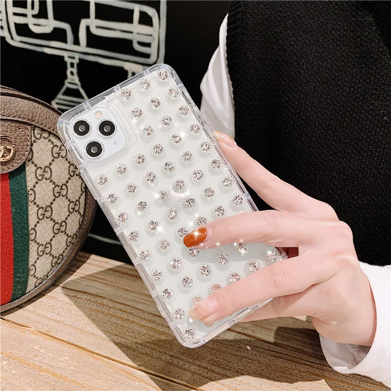 Прозрачные блестящие 3D чехлы для телефонов с бриллиантами iPhone X 11 pro Xs Max Xr 8 7 6 6s Plus