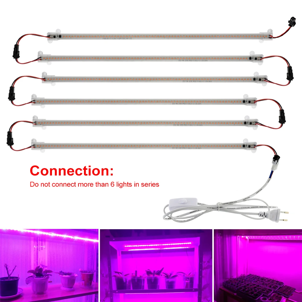 Светодиодный светильник для выращивания, AC220V, 8 Вт, высокая световая эффективность, полный спектр, светодиодный светильник для выращивания растений, 50 см/30 см, 72 светодиодный, 1-6 шт. в наборе