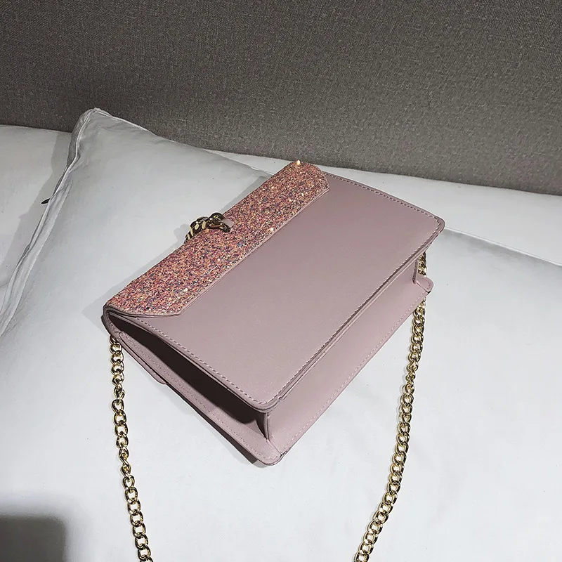 

2018 New Style Stereo Stereotypes Square Sling Bag Shiny Triangular Magnetic Snap Tassels One-Shoulder Oblique WOMEN'S Bag