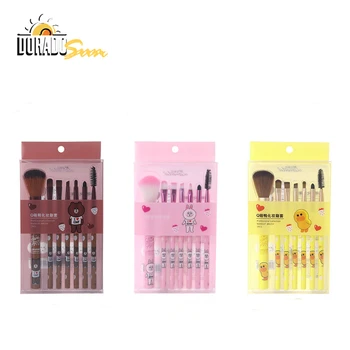 

DORADOSUN 7 Pcs Cute Cartoon Makeup Brush Sets Professional Eye Shadow Eyebrow Foundation Brush Beauty Tools