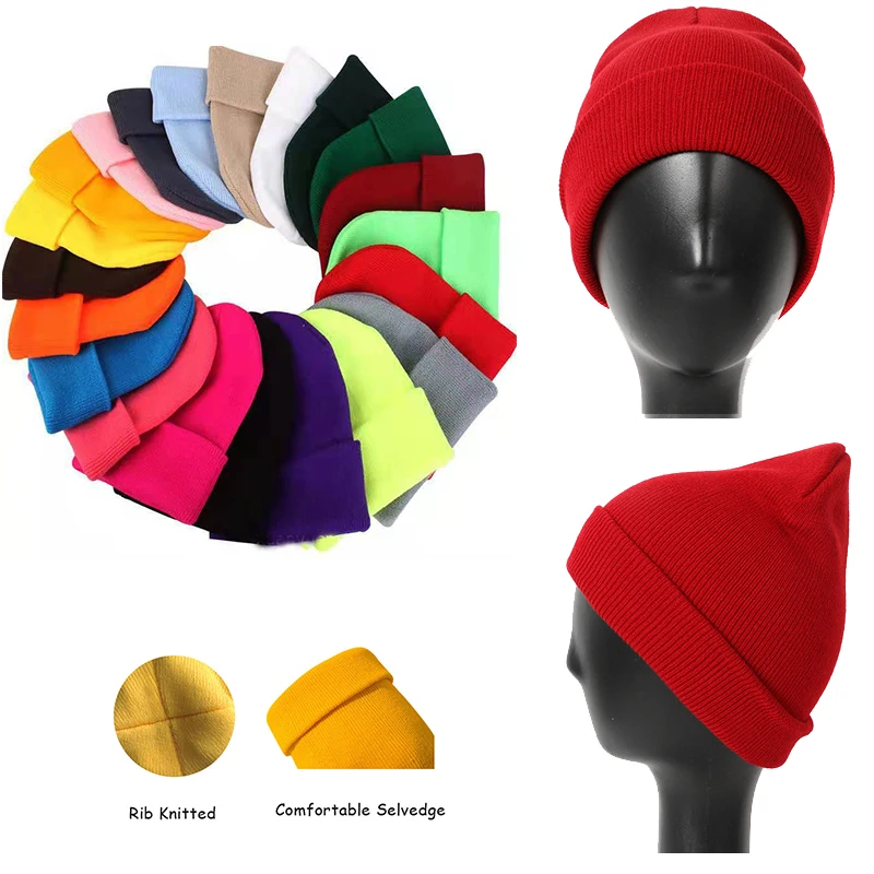 M MISM/Женская весенне-осенне-зимняя однотонная тонкая вязаная шапка; тюрбан для девочек; эластичная горловина; теплые 16 цветов шапочки