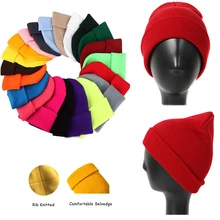 M MISM/Женская весенне-осенне-зимняя однотонная тонкая вязаная шапка; тюрбан для девочек; эластичная горловина; теплые 16 цветов шапочки