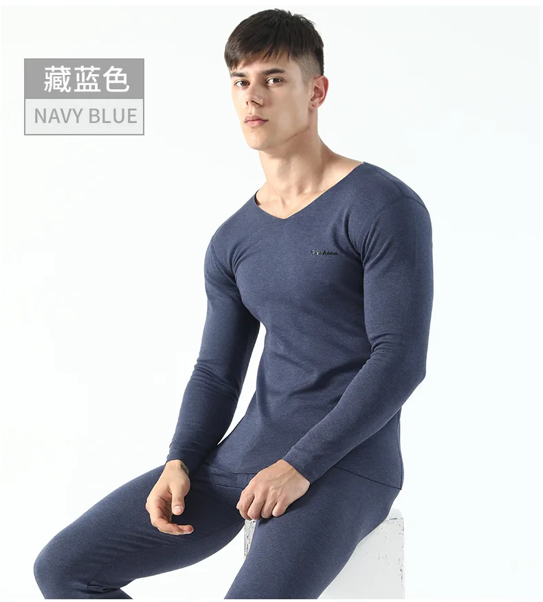 Sets Plus Velvet Warm Long John O-Neck Thermal Undershirts Trousers Winter Men Long Johns Thicken Men's Thermal Underwear wool long johns