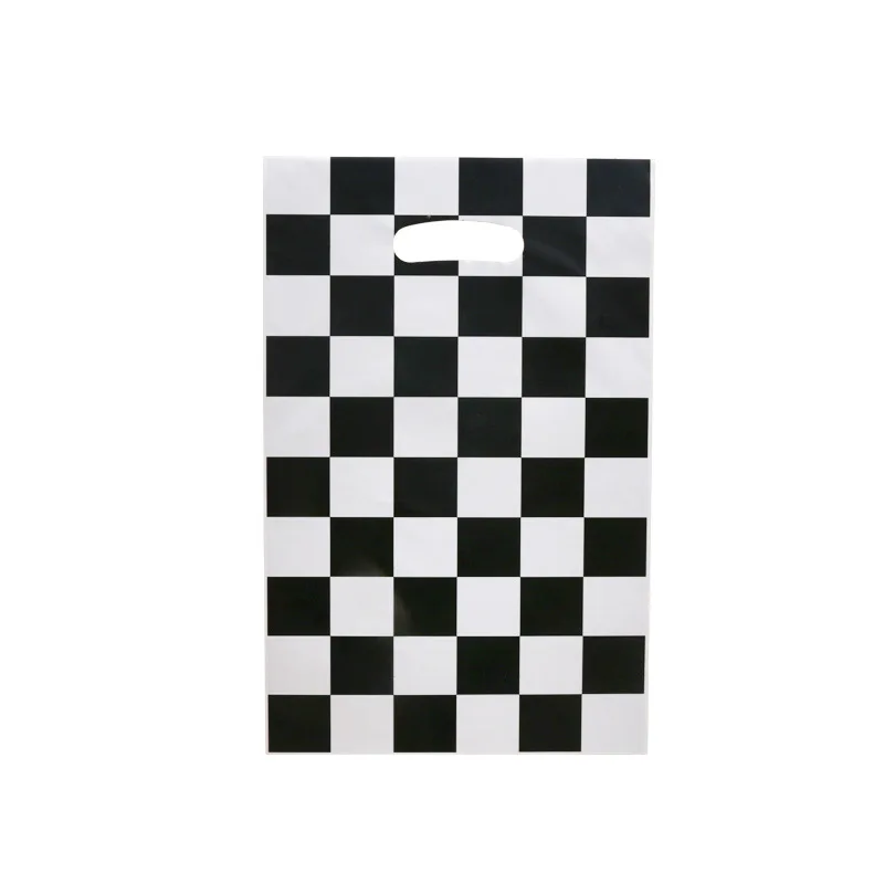 

Black and white square lattice Plastic Loot Bags Birthday Decorate Gifts Bags Happy Baby Shower Events Party Kids Favors 20PCS
